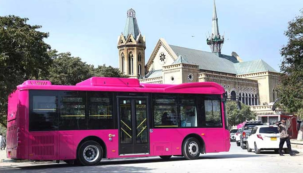 Pink bus exclusively for women moving into the Frere Halls premises on February 1, 2023. — INP