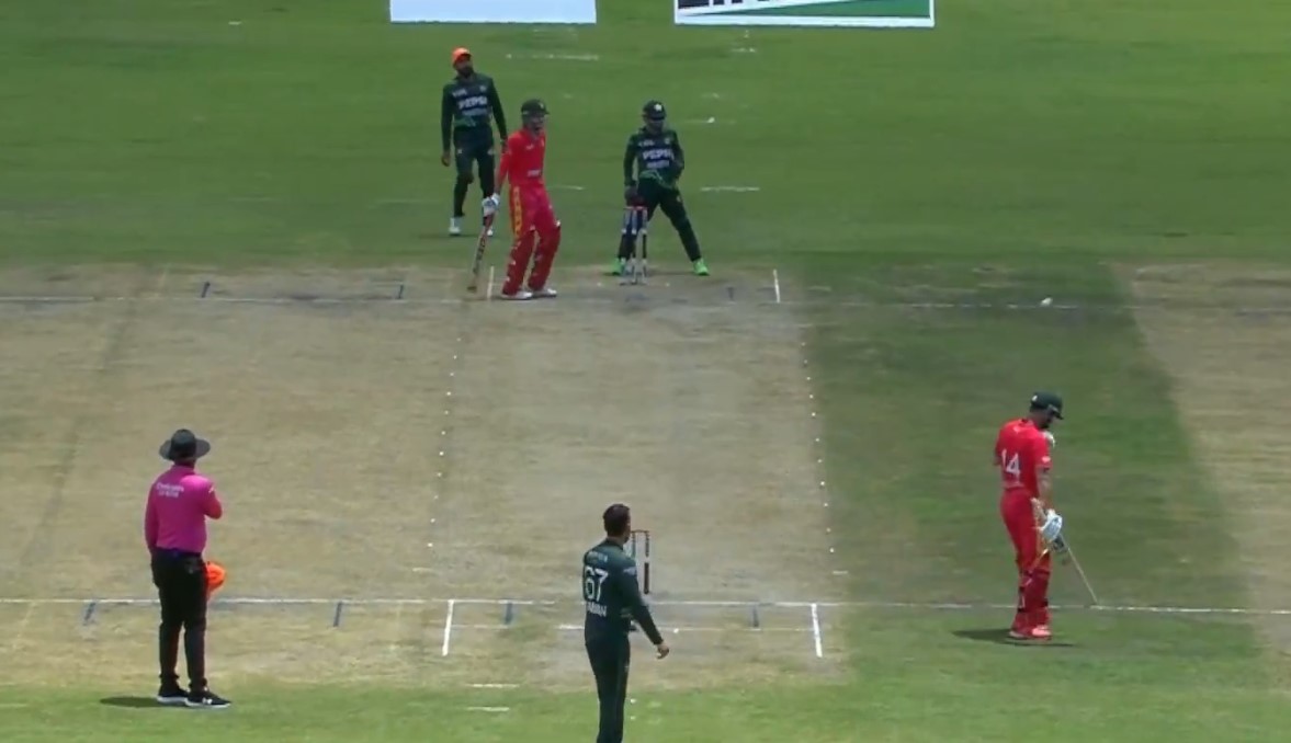 In this still, Pakistan and Zimbabwe players can be seen playing an ODI match in Bulawayo on November 26, 2024. —Screengrab/ Geo Super