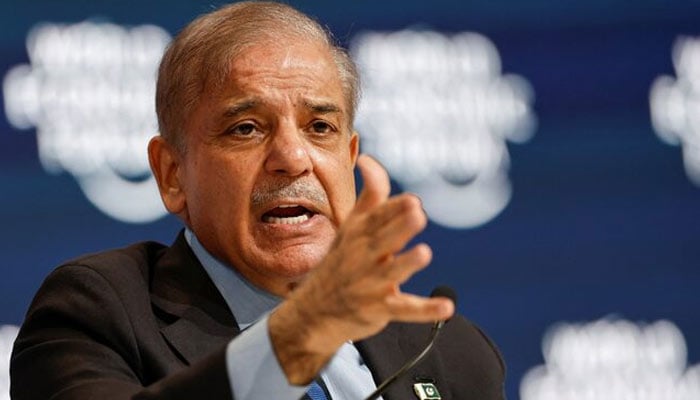 Prime Minister Shehbaz Sharif speaks at the World Economic Forum (WEF) in Riyadh, Saudi Arabia, April 28, 2024. — Reuters