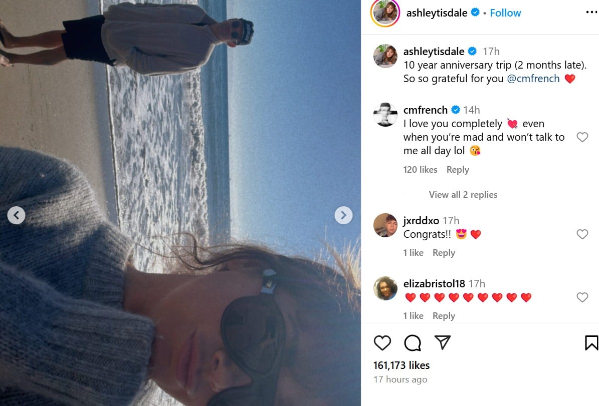 Ashley Tisdale celebrates 10 years of marriage with Christopher French