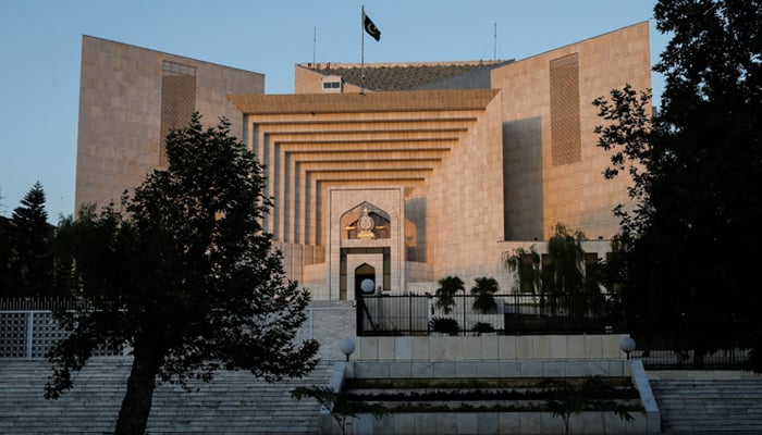 A view of the Supreme Court of Pakistan building during sunset hours in Islamabad, on October 3, 2023. — Reuters