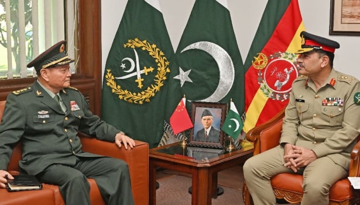 General Zhang Youxia, Vice  Chairman of Chinas CMC with COAS General Asim Munir at the General Headquarters in Rawalpindi, November 27, 2024. — ISPR