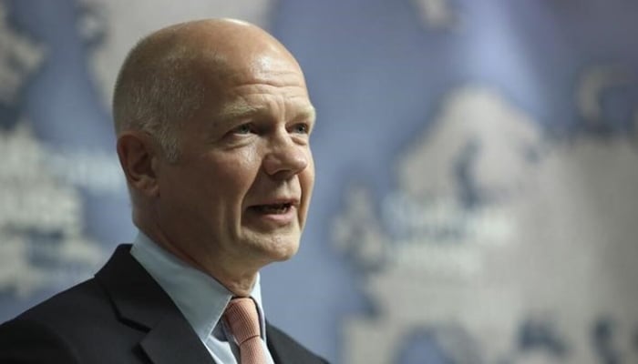 Britains former secretary of state for foreign affairs and Oxford Universitys new chancellor William Hague makes a speech supporting remaining in the EU, at Chatham House in London, Britain, June 8, 2016. — Reuters