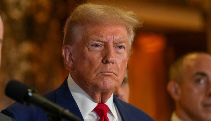 US President Donald Trump looks on during a press conference at Trump Tower in New York City, US, September 6, 2024. — Reuters