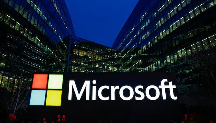 A view shows a Microsoft logo at Microsoft offices in Issy-les-Moulineaux near Paris, France, March 25, 2024. — Reuters