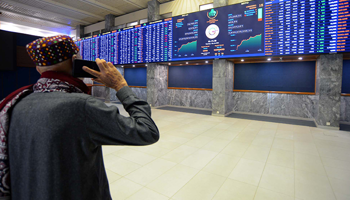 A broker is busy in trading at the PSX in Karachi on June 20, 2024. — PPI