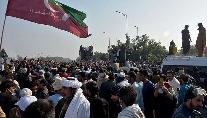 Supporters of jailed former prime minister Imran Khans party Pakistan Tehreek-e-Insaf attend a rally demanding his release, in Islamabad, November 26, 2024. — Reuters