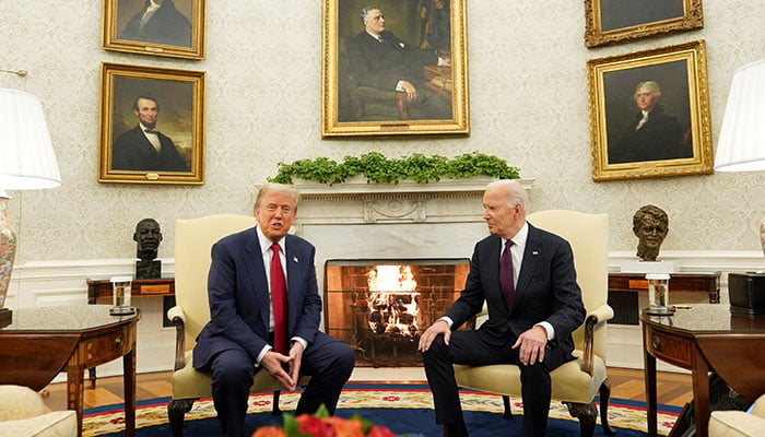 US President Joe Biden meets with President-elect Donald Trump in the Oval Office at the White House in Washington, US, November 13, 2024. — Reuters