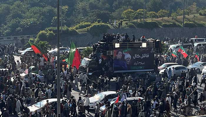 PTI supporters attend a rally in Islamabad on November 26, 2024. —  Reuters