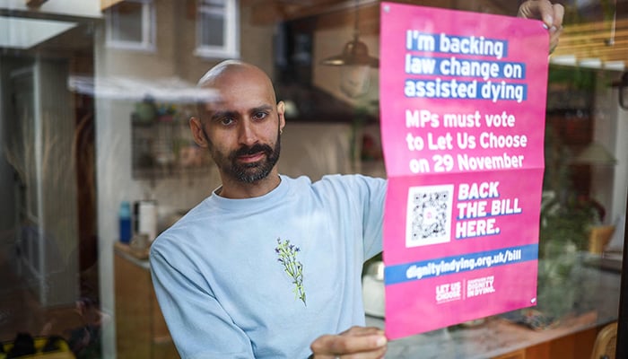 Anil Douglas, a campaigner in support of the assisted dying bill whose father suffered from multiple sclerosis and committed suicide, poses for a portrait following an interview with AFP in London on November 15, 2024. — AFP