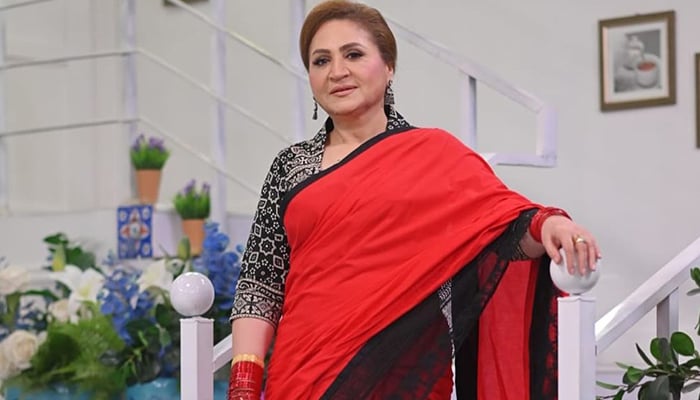 Actor Asma Abbas pictured wearing red saree. — Instagram/@asmaabbasgill/file