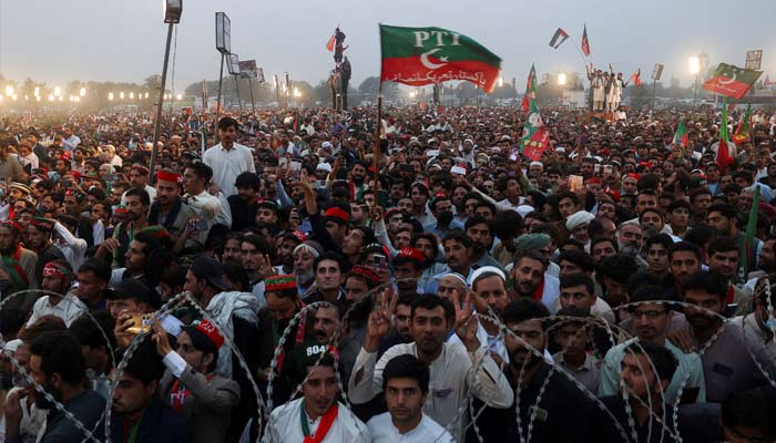 Supporters of jailed former Pakistani Prime Minister Imran Khans party, the Pakistan Tehreek-e-Insaf (PTI), attend a rally demanding his release in Swabi, Pakistan November 9, 2024. — Reuters