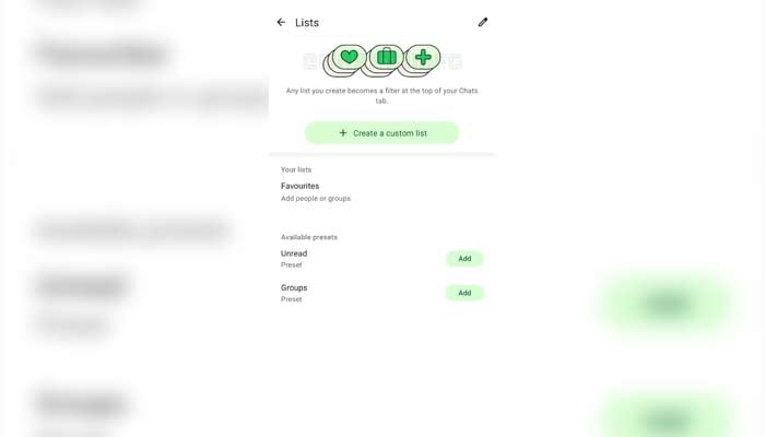 This screenshot shows WhatsApps revamped interface to manage chat lists. — WABetaInfo