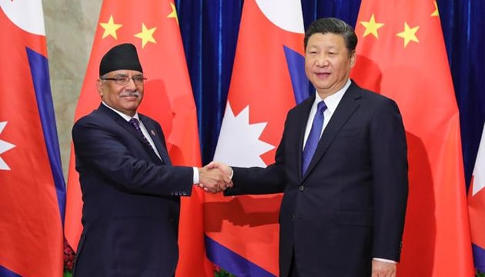 Nepals Prime Minister Pushpa Kamal Dahal (L) meeting with his Chinese counterpart Xi Jinping during a previous term in office in 2017. — AFP