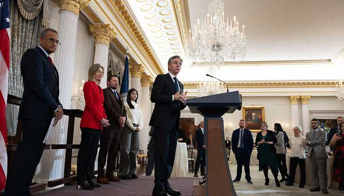 Secretary Antony J Blinken delivers remarks at the “Partnerships in Action: Honoring Our Commitment to Afghan Allies” Reception at the Department of State in Washington, DC, December 2, 2024. — State Department