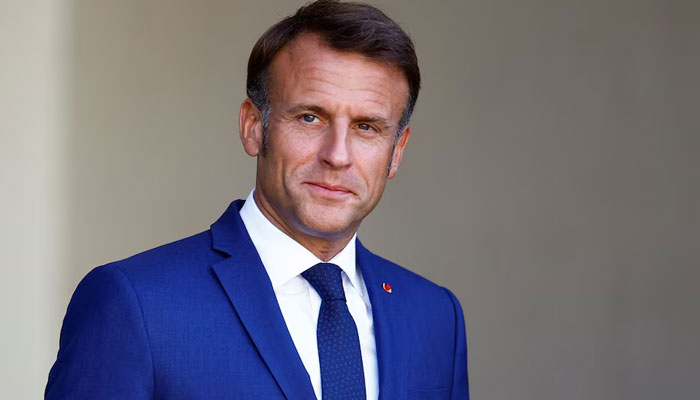 French President Emmanuel Macron awaits the arrival of a guest at the Elysee Palace in Paris, France, August 27, 2024. – Reuters