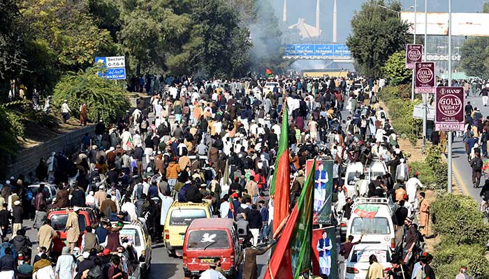 PTI supporters attend a protest in Islamabad on November 26, 2024. — Reuters