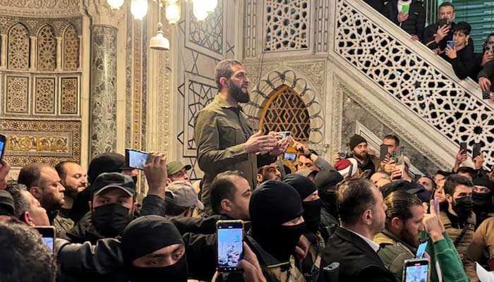 Top rebel commander Abu Mohammed al-Golani speaks to a crowd at Ummayad Mosque in Damascus, after Syrian rebels announced that they have ousted President Bashar al-Assad, Syria on December 8, 2024. — Reuters