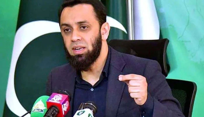 Information Minister Atta Tarar addressing a press conference on February 7, 2023. — APP