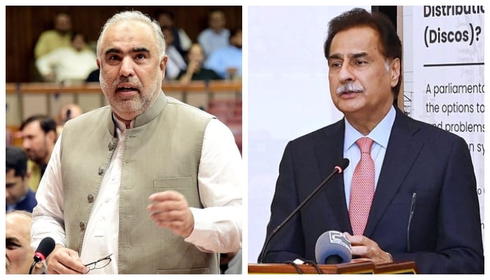 PTI senior leader Asad Qaiser (left) and National Assembly Speaker Ayaz Sadiq can be seen in this collage. — NNI/APP/File