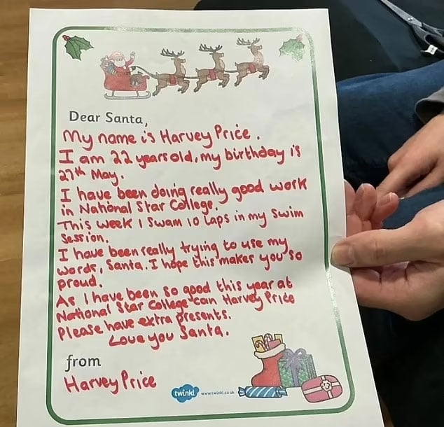 Katie Price reveals son Harveys letter to Santa