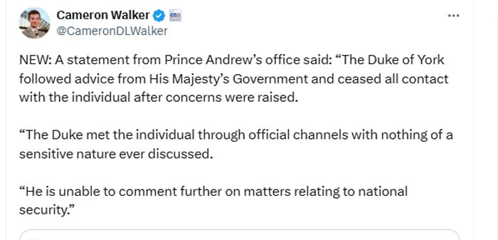 Prince Andrew releases big statement as duke lands in new trouble