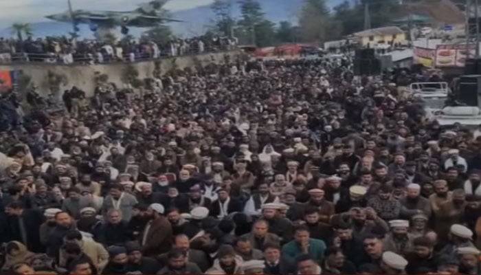 Traders and local residents stage protest demonstration in Murree on December 14, 2024. — YouTube/Geo News/ screengrab