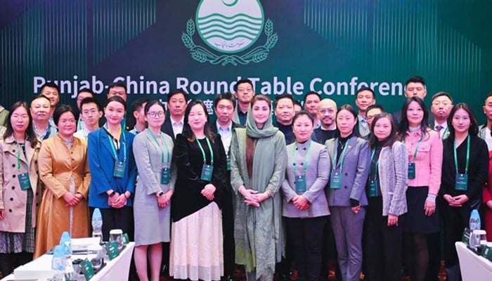 Chief Minister Punjab Maryam Nawaz (centre) pictured with the participants of the Punjab-China Roundtable Conference on December 14, 2024 in Guangzhou, China. — Supplied