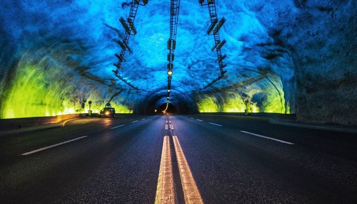 A representational image shows the Lærdal Tunnel in Norway. — Instagram/@martin_heck