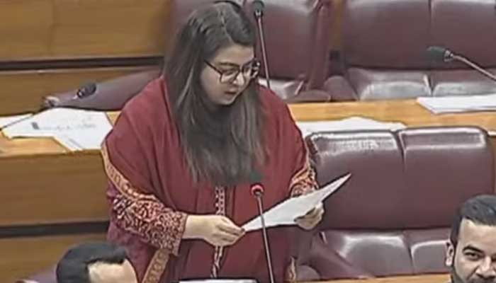 Minister of State for IT and Telecommunication Shaza Fatima Khawaja tables digital Pakistan bill in the National Assembly on December 16, 2024. — Screengrab via National Assembly of Pakistan/YouTube