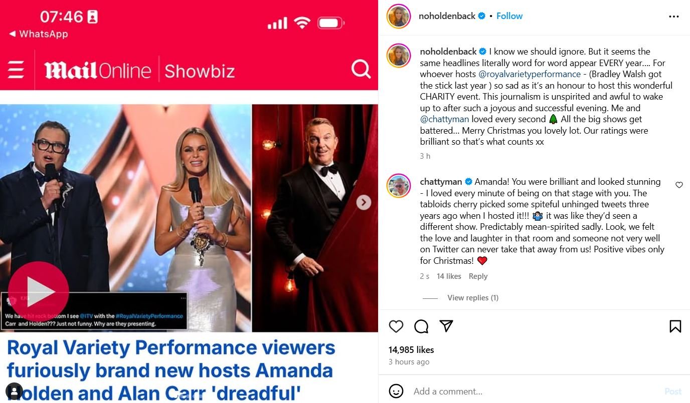 Amanda Holden takes a stand against unspirited and awful backlash