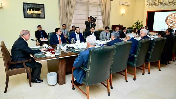 Prime Minister Shehbaz Sharif chairing meeting regarding measures against human trafficking in Islamabad, December 18, 2024. — PID