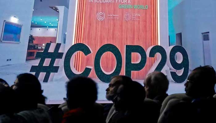 People attend the United Nations climate change conference COP29 opening in Baku, Azerbaijan on November 11, 2024.