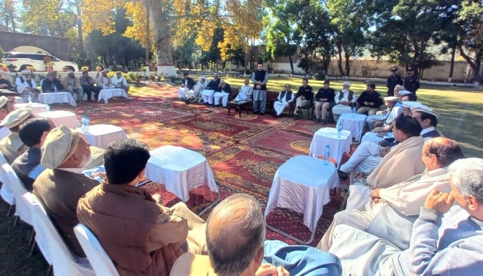 Members of peace jirga holding discussion over the violent situation in District Kurram. —Reporter/ File