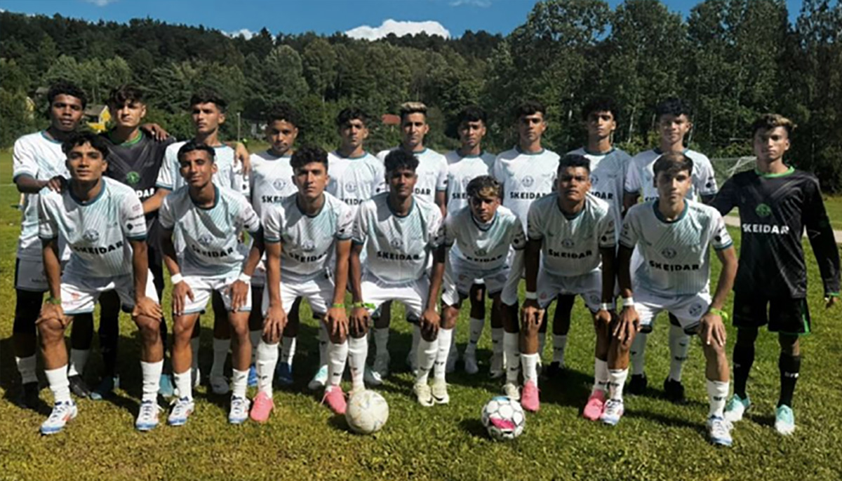 A group photo of Better Future Pakistan team during the Norway Cup 2024. — Reporter/Faizan Lakhani