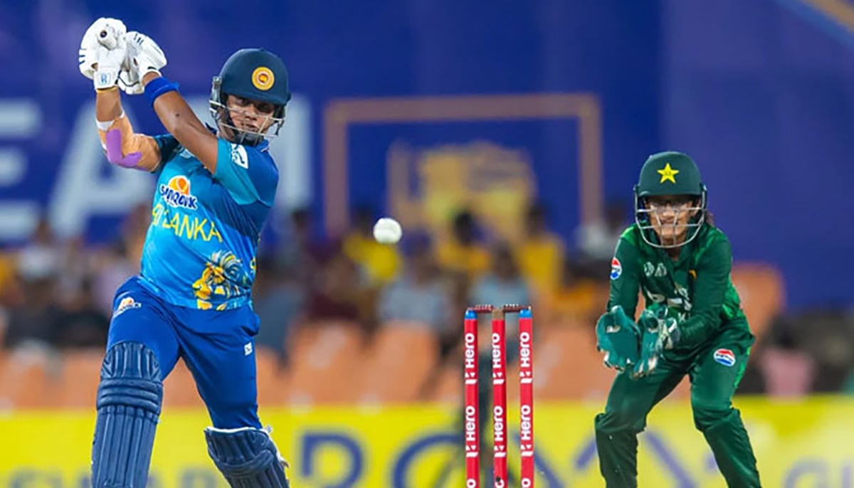 Sri Lankan batter plays a shot during the match against Pakistan. — ACC/File