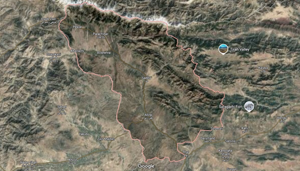 A view of the Kurram district in Khyber Pakhtunkhwa as seen on Google Maps. — Screengrab via Google Maps