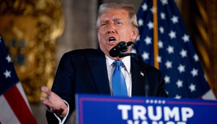 US President-elect Donald Trump speaks at a news conference at Trump´s Mar-a-Lago resort on December 16, 2024 in Palm Beach, Florida, US. — AFP