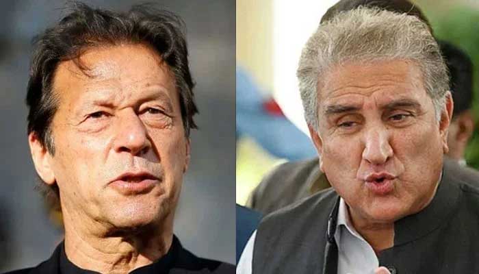 Former prime minister Imran Khan (left), Pakistan Tehreek-e-Insaf (PTI) Vice-Chairman Shah Mahmood Qureshi. — AFP/File