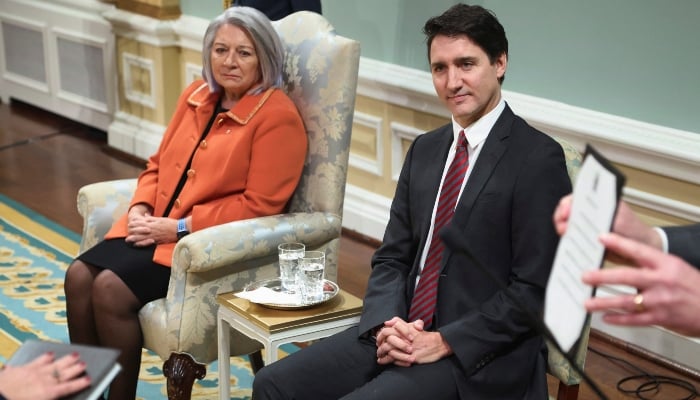 Canadas Prime Minister Justin Trudeau and Canadas Governor General Mary Simon attending a ceremony at Rideau Hall in Ottawa, Ontario, Canada, on December 20, 2024. —Reuters