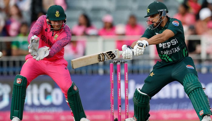 Pakistan’s Salman Ali Aga strikes the ball during the third ODI against South Africa on December 22, 2024. — X/@TheRealPCB