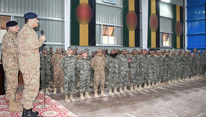 Chief of Army Staff (COAS) General Asim Munir interacting with soldiers during his visit to Wana area of Khyber Pakhtunkhwas (KP) South Waziristan district, December 22, 2024. — ISPR