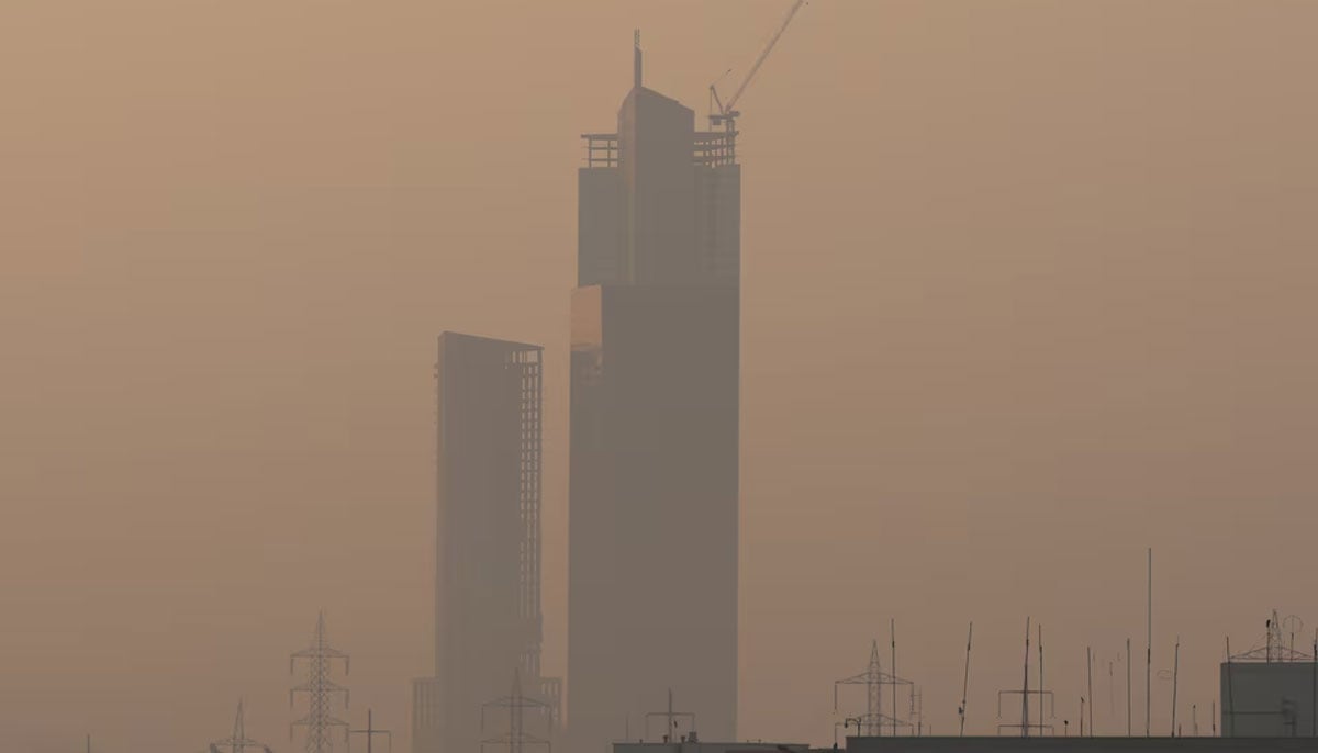 The 62-storey tower at the Bahria Icon Tower complex is seen through smog and air pollution on a morning in Karachi, November 15, 2024. — Reuters