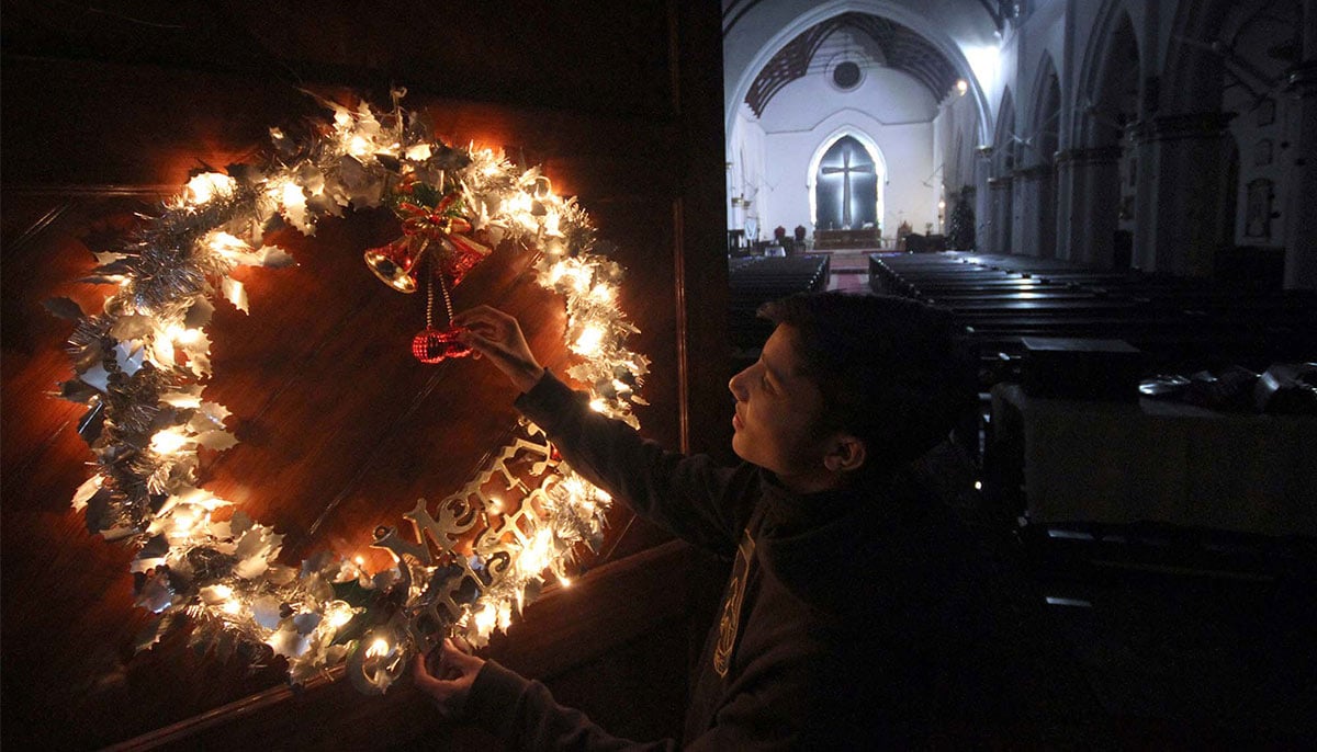 Christian people busy in preparations for Christmas celebration at St. Johns Cathedral Church in Peshawar on December 20, 2024. — PPI