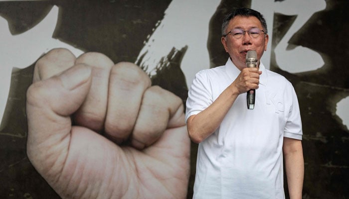 Taiwan Peoples Party (TPP) chairman Ko Wen-je speaks on stage during a TPP protest against Taiwans ruling Democratic Progressive Party (DPP) in Taipei on May 19, 2024. — AFP