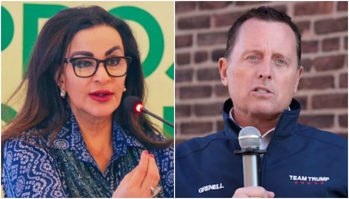 Photo collage of Senator Sherry Rehman (left) and Richard Grenell, a top advisor to US President-elect Donald Trump. — X@sherryrehman/Reuters/File