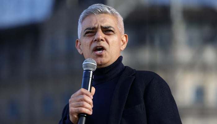 Mayor of London Sadiq Khan speaks during Diwali celebrations in Trafalgar Square, London, Britain, October 27, 2024. — Reuters