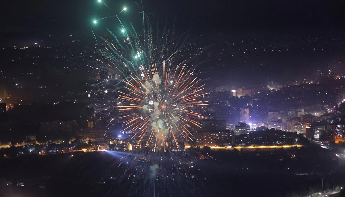 Fireworks are seen from Mount Qasioun during New Years in Damascus, Syria, January 1. — Reuters