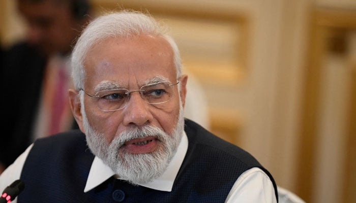 Indias Prime Minister Narendra Modi speaks during a meeting at The Ministry of Foreign Affairs in Paris France, July 14, 2023. — Reuters