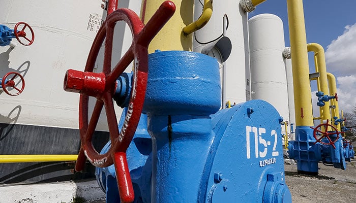 Valves and pipes are seen at a gas compressor station in the village of Boyarka, outside Kiev, April 22, 2015. — Reuters